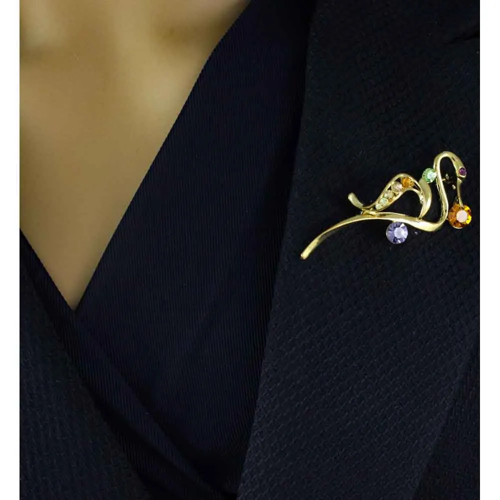 Abstract Crystal Swan Brooch Pin - PRS715
