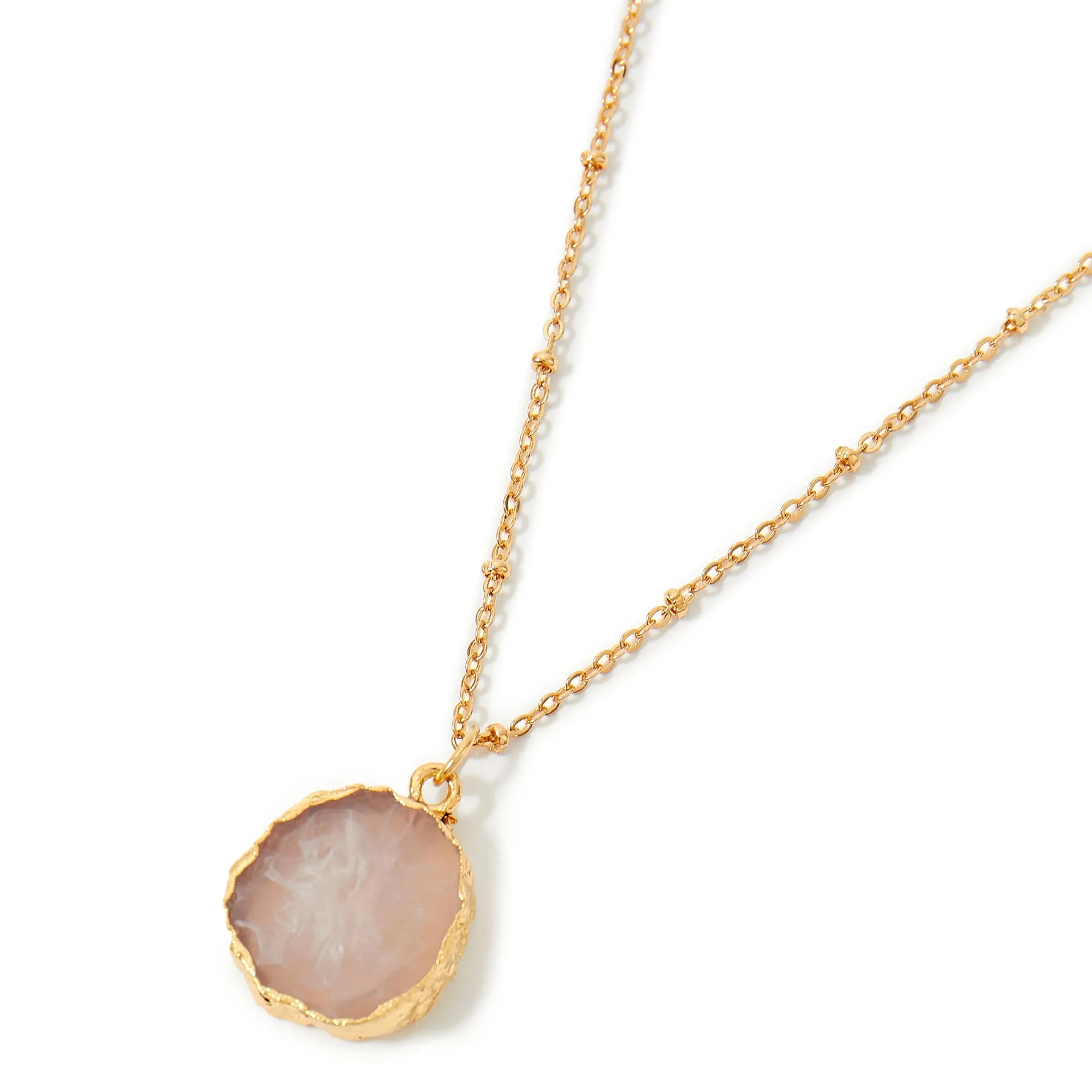 Accessorize London Women's Pink Small Stone Slice Stone Pendant Necklace