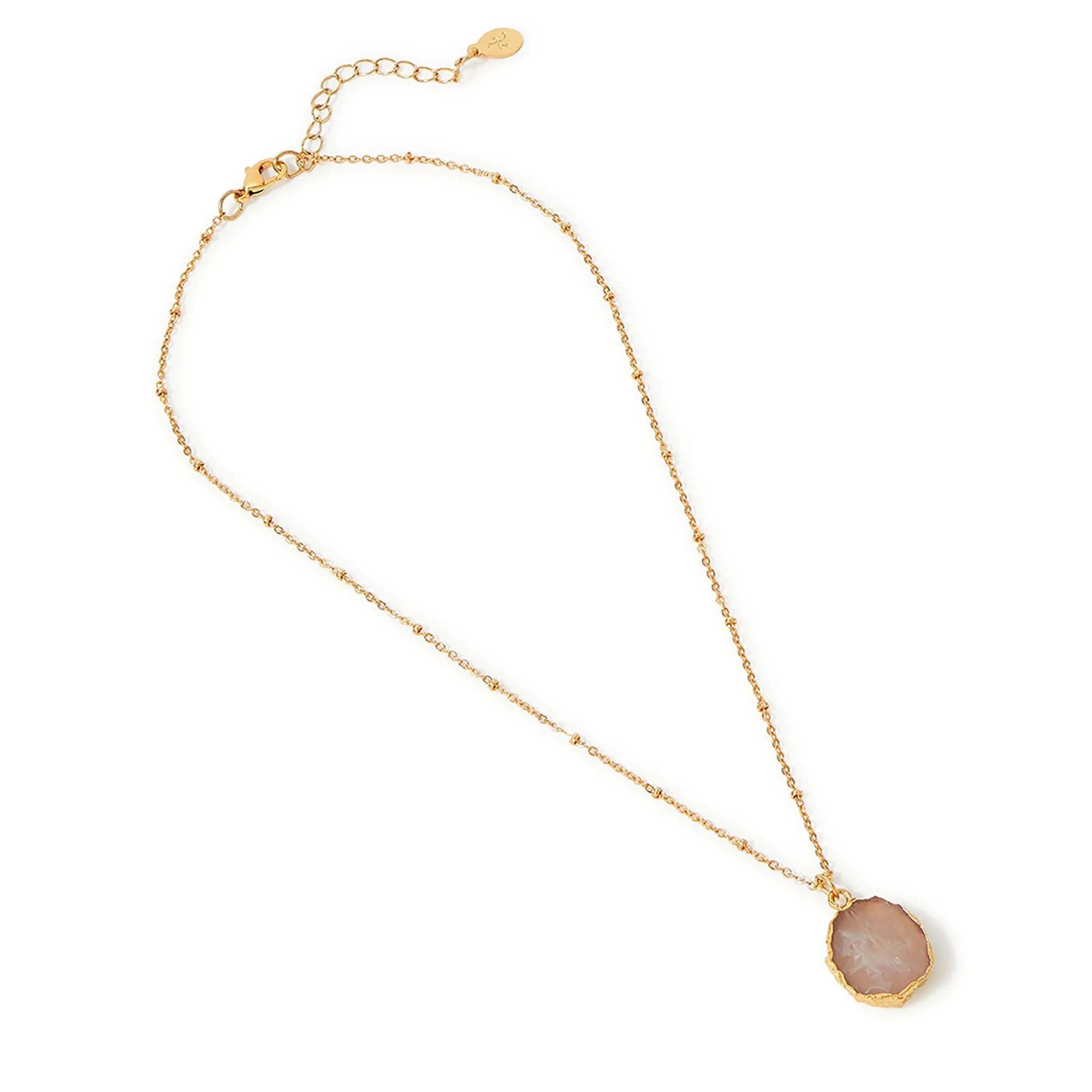 Accessorize London Women's Pink Small Stone Slice Stone Pendant Necklace