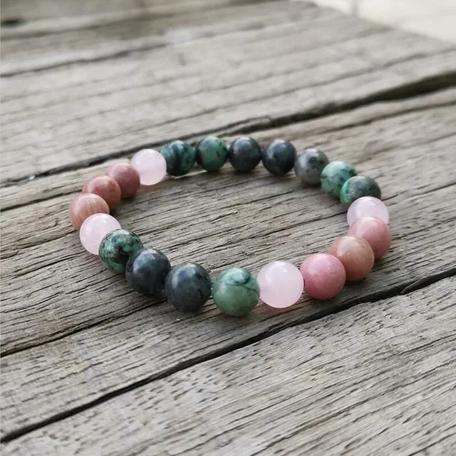 African Turquoise & Rose Quartz Bracelet