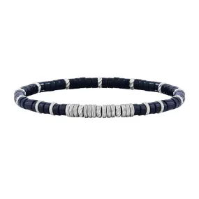 Agate Heishi Beaded Bracelet - Solid Silver