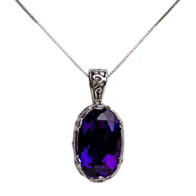 Amethyst Quartz Silver Hinged Necklace
