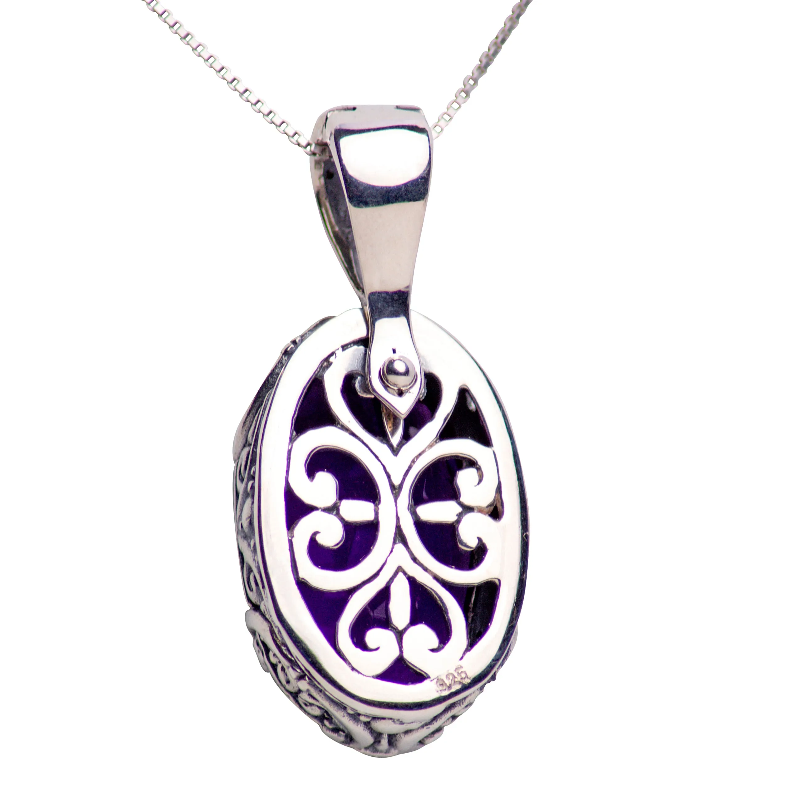 Amethyst Quartz Silver Hinged Necklace