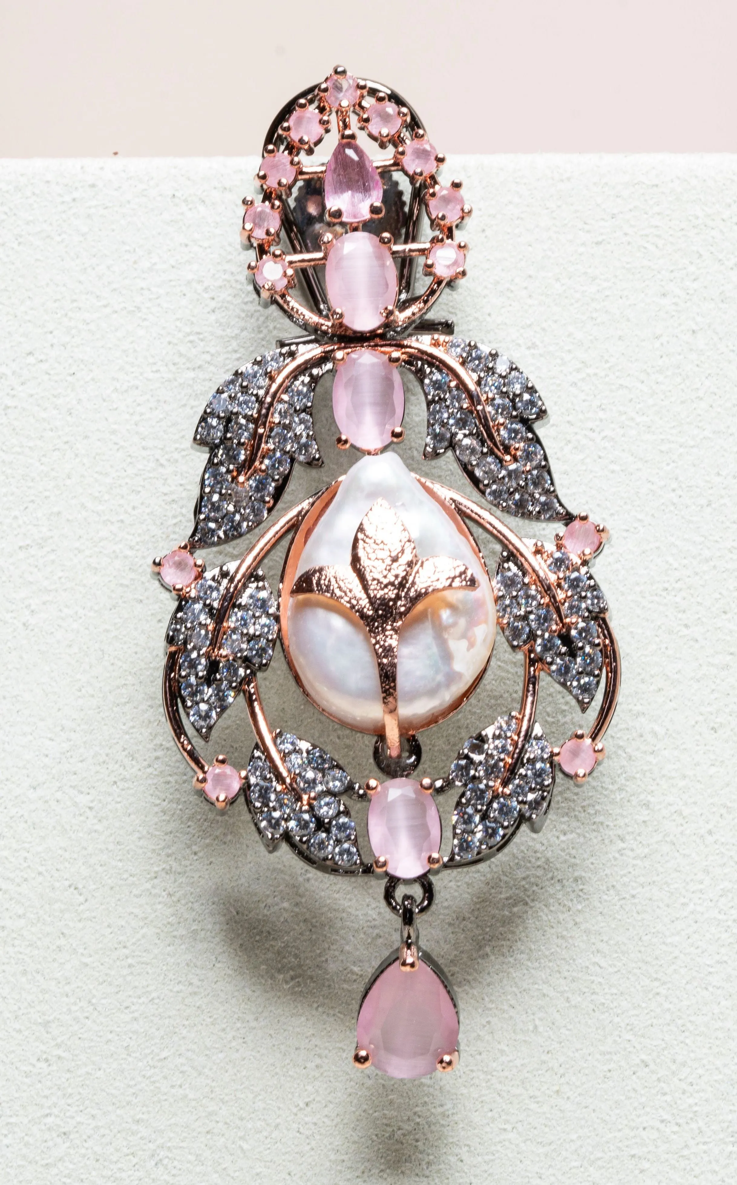 Anoushka Pink Mother of Pearl Necklace & Earring Set By Jaipur Rose Luxury Indian Jewelry Online (Copy)