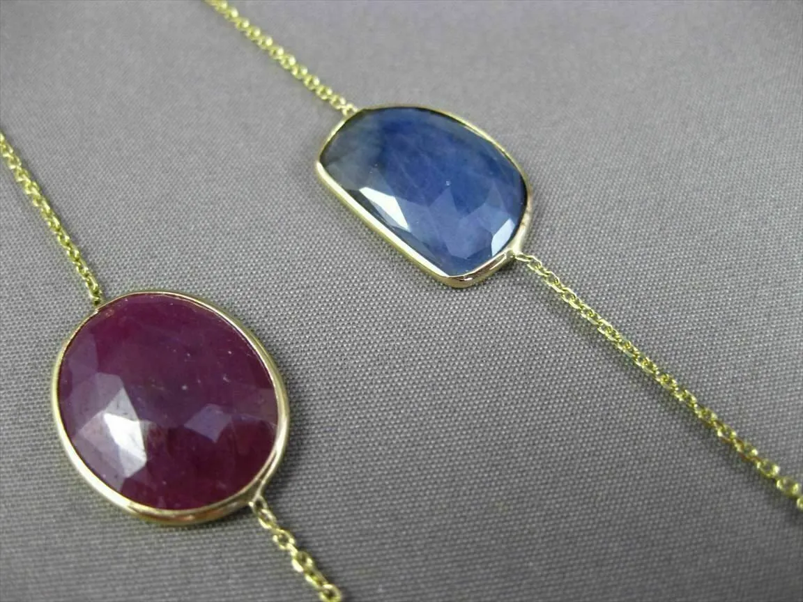 ANTIQUE 14KT YELLOW GOLD EXTRA FACET MULTI COLOR SAPPHIRE BY THE YARD NECKLACE