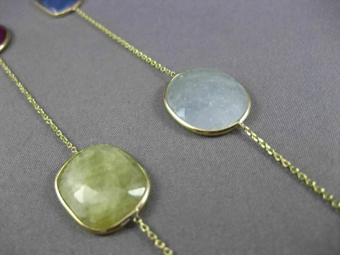ANTIQUE 14KT YELLOW GOLD EXTRA FACET MULTI COLOR SAPPHIRE BY THE YARD NECKLACE