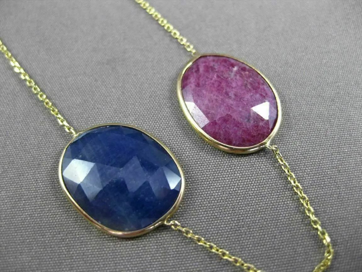 ANTIQUE 14KT YELLOW GOLD EXTRA FACET MULTI COLOR SAPPHIRE BY THE YARD NECKLACE