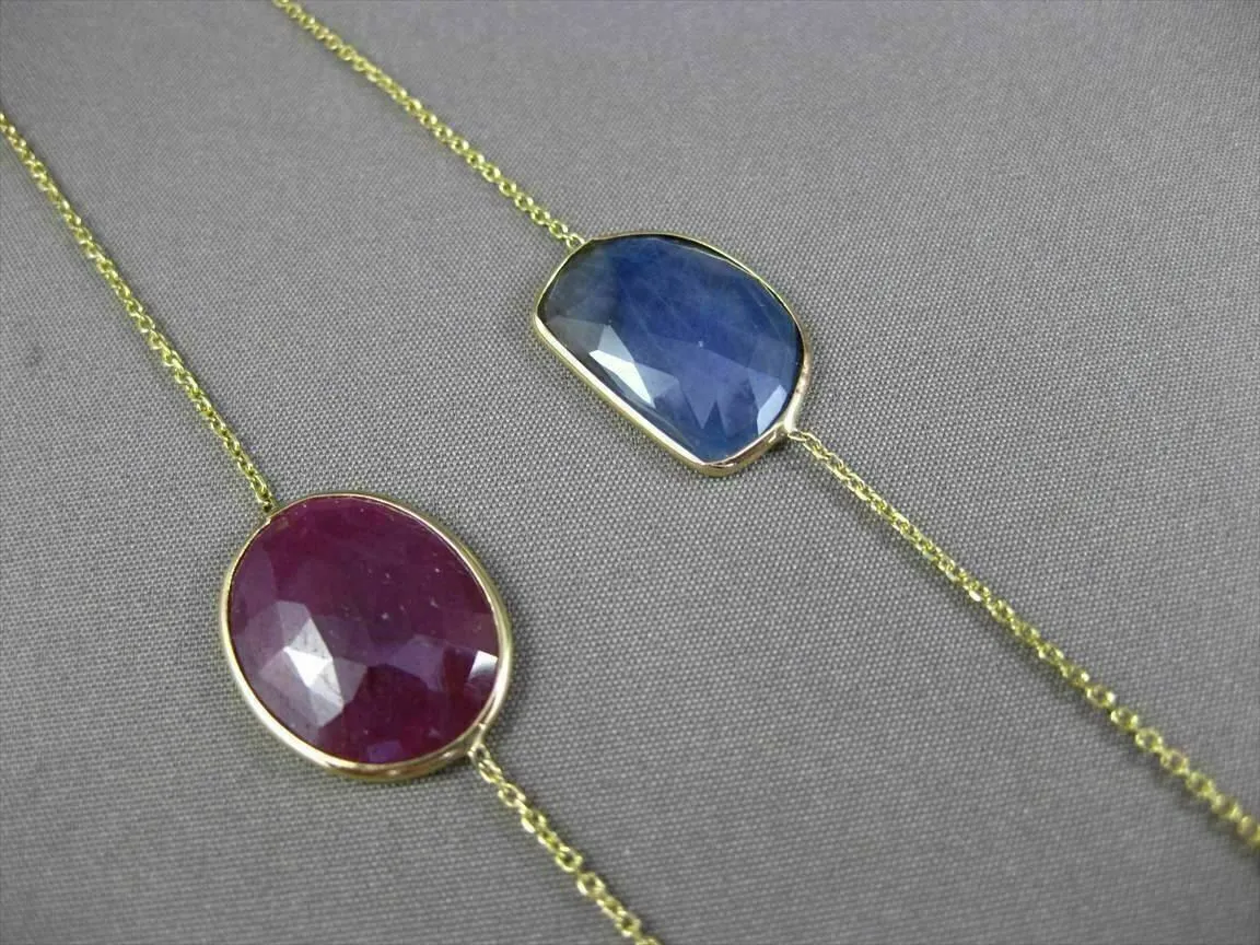 ANTIQUE 14KT YELLOW GOLD EXTRA FACET MULTI COLOR SAPPHIRE BY THE YARD NECKLACE