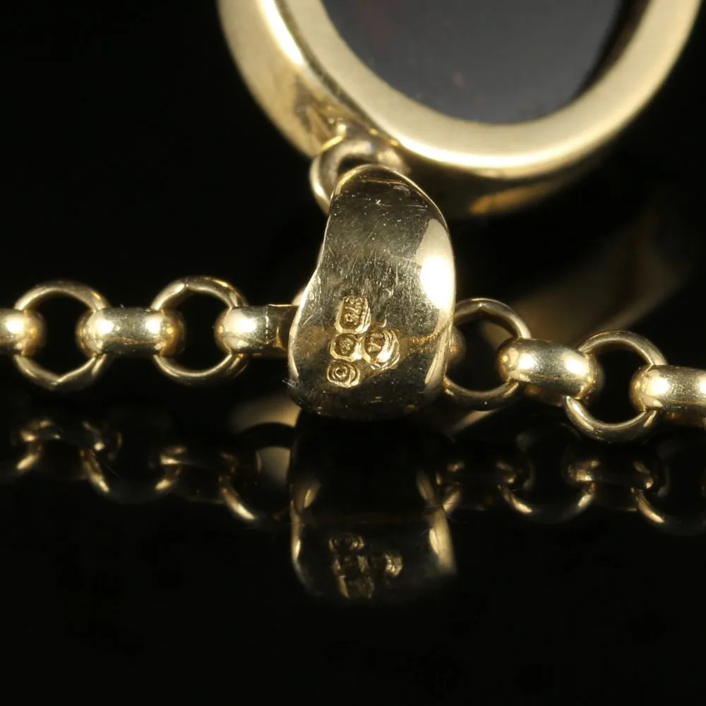 Antique Victorian Garnet Pendant And Chain 9Ct Gold