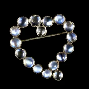 Antique Victorian Moonstone Witches Heart Brooch Circa 1880