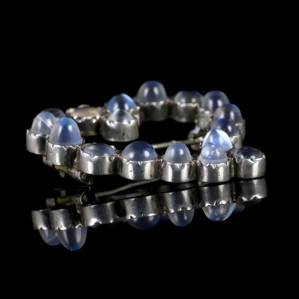 Antique Victorian Moonstone Witches Heart Brooch Circa 1880