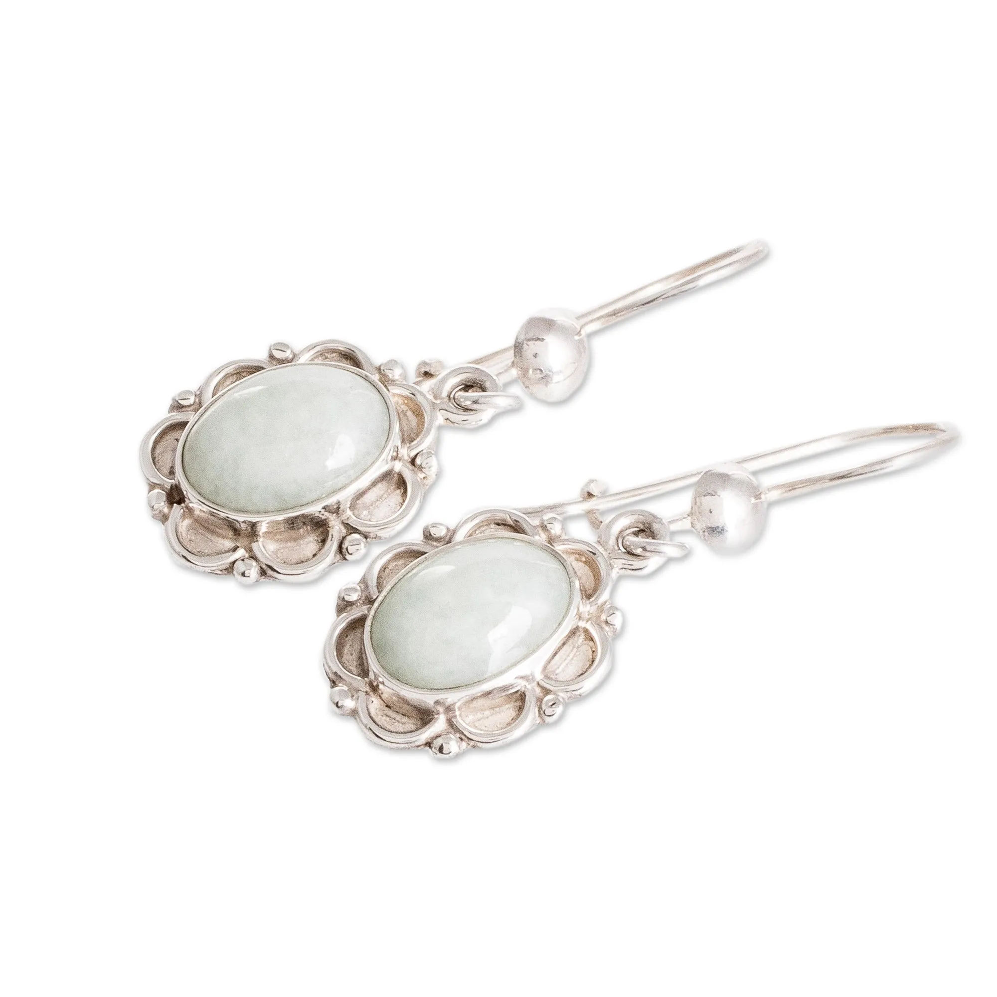 Artisan Crafted Jade and Sterling Silver Earrings - Apple Princess of the Forest | NOVICA