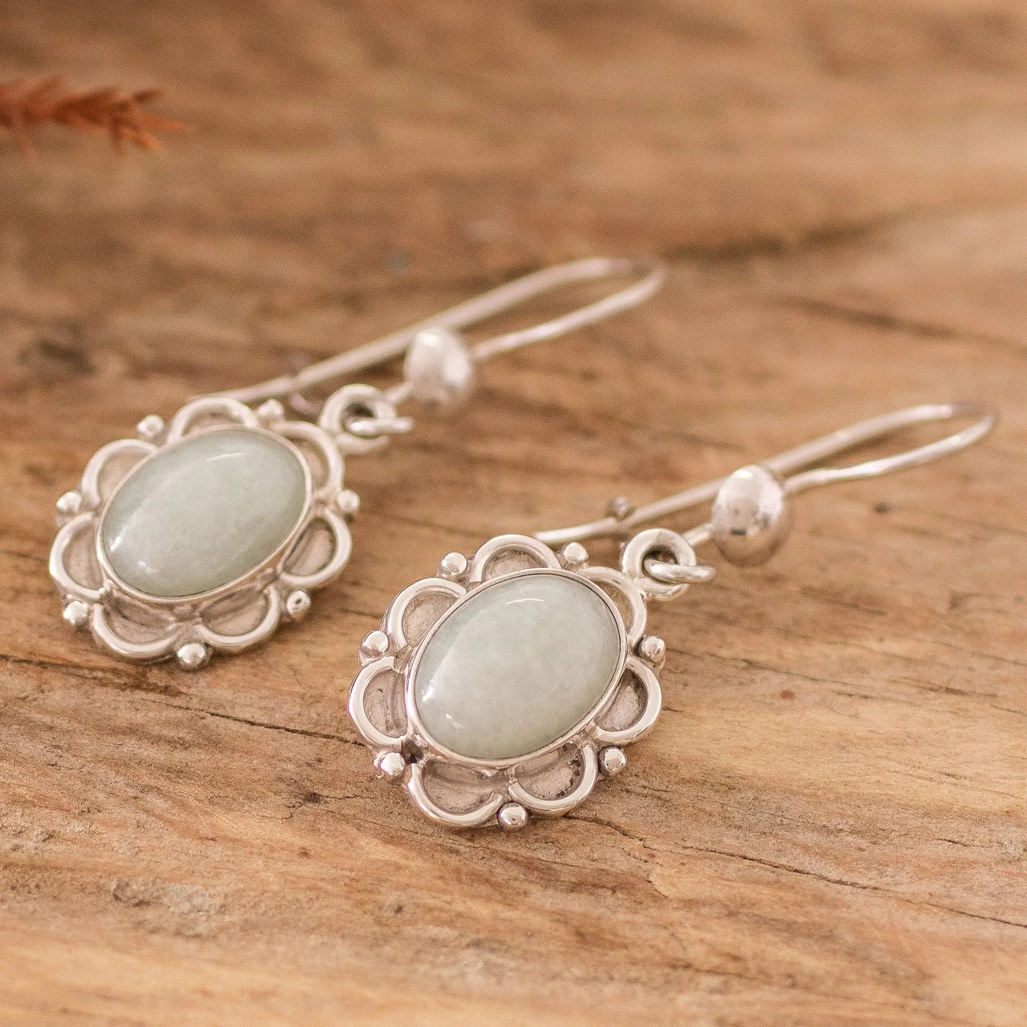 Artisan Crafted Jade and Sterling Silver Earrings - Apple Princess of the Forest | NOVICA