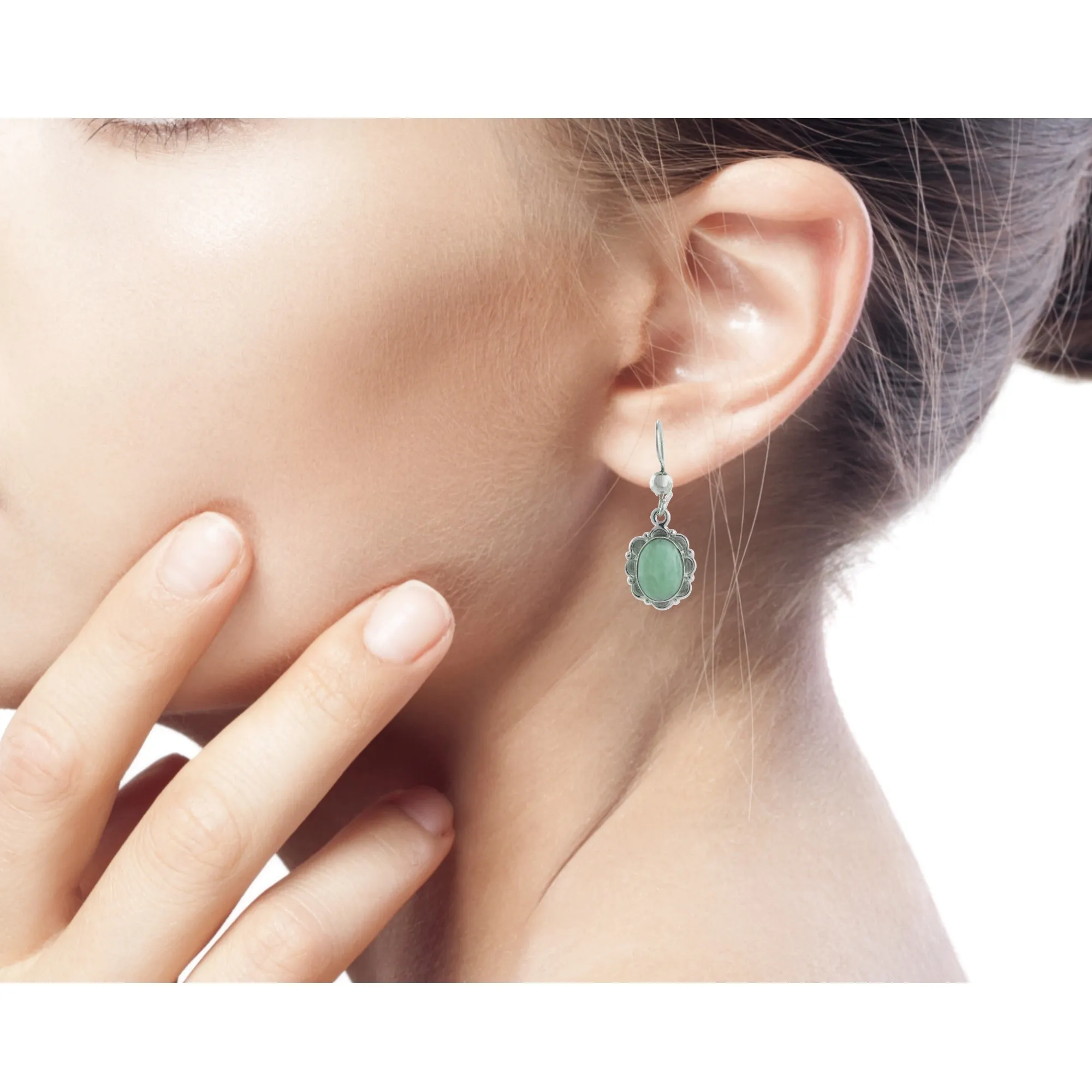 Artisan Crafted Jade and Sterling Silver Earrings - Apple Princess of the Forest | NOVICA