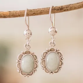 Artisan Crafted Jade and Sterling Silver Earrings - Apple Princess of the Forest | NOVICA