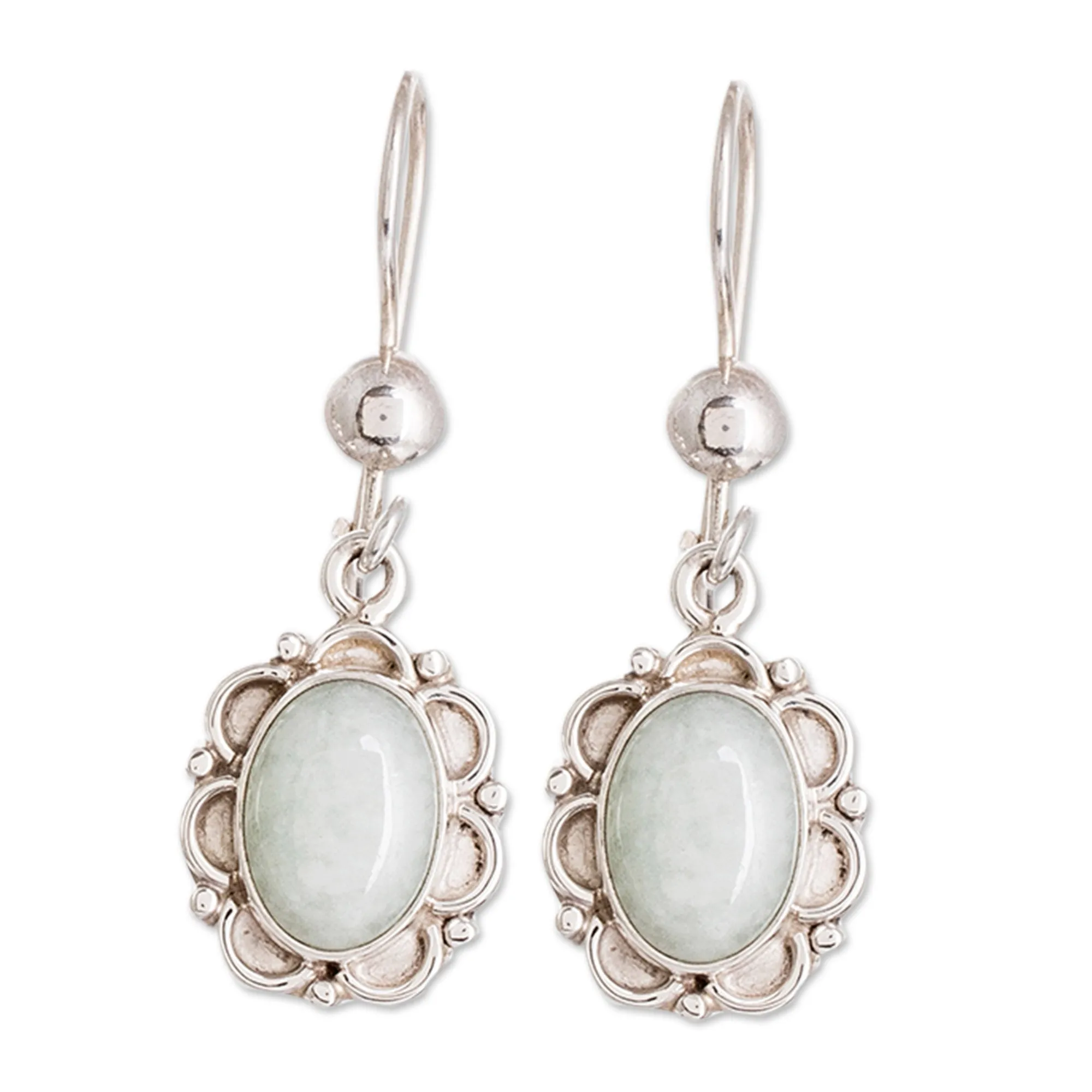 Artisan Crafted Jade and Sterling Silver Earrings - Apple Princess of the Forest | NOVICA