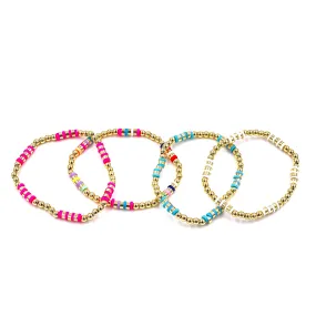 Ashley Gold Stainless Steel Gold Plated Triple Assorted Clay Disc Bead Stretch Bracelet