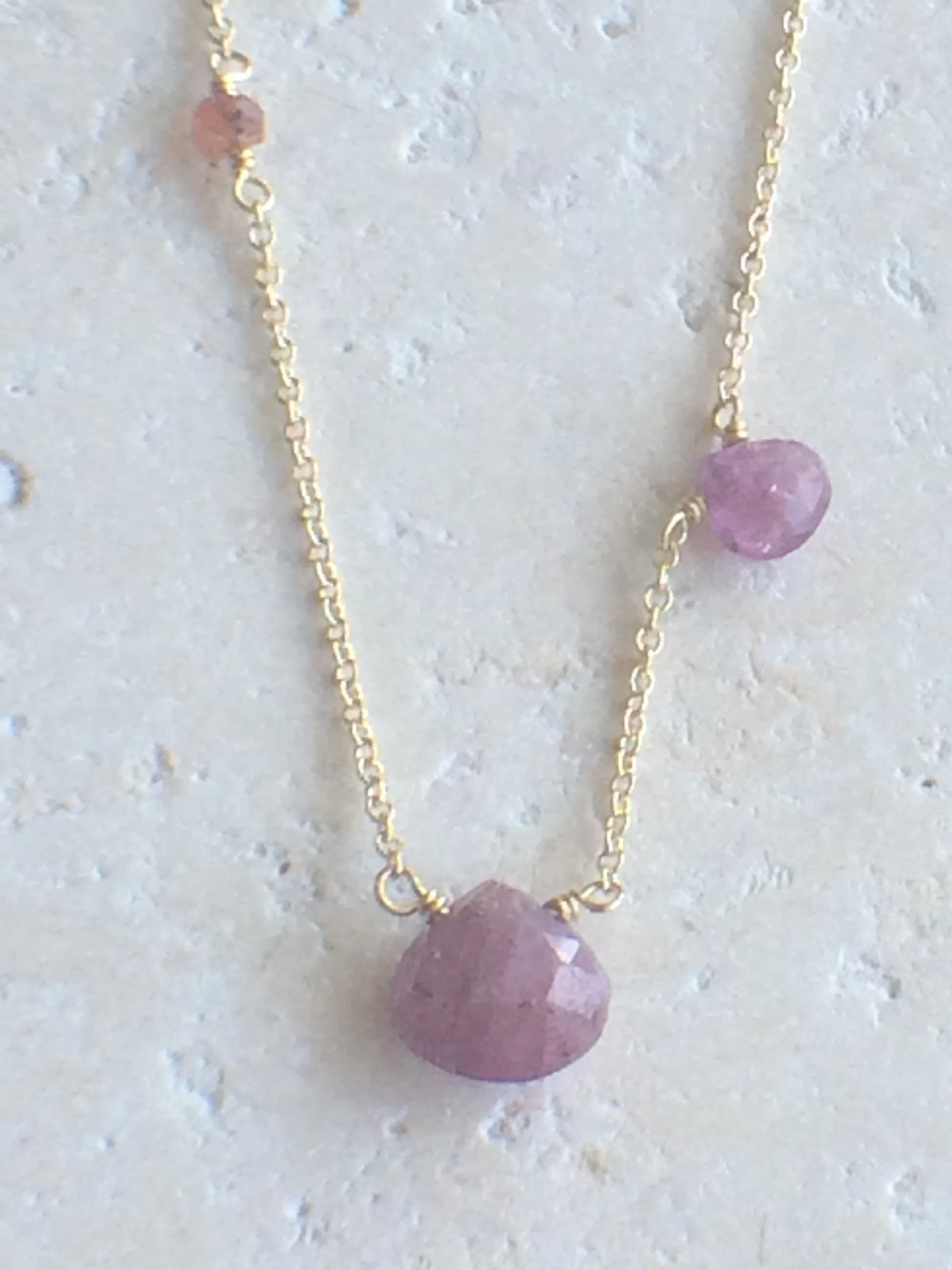 Asymmetric Pink Sapphire Necklace