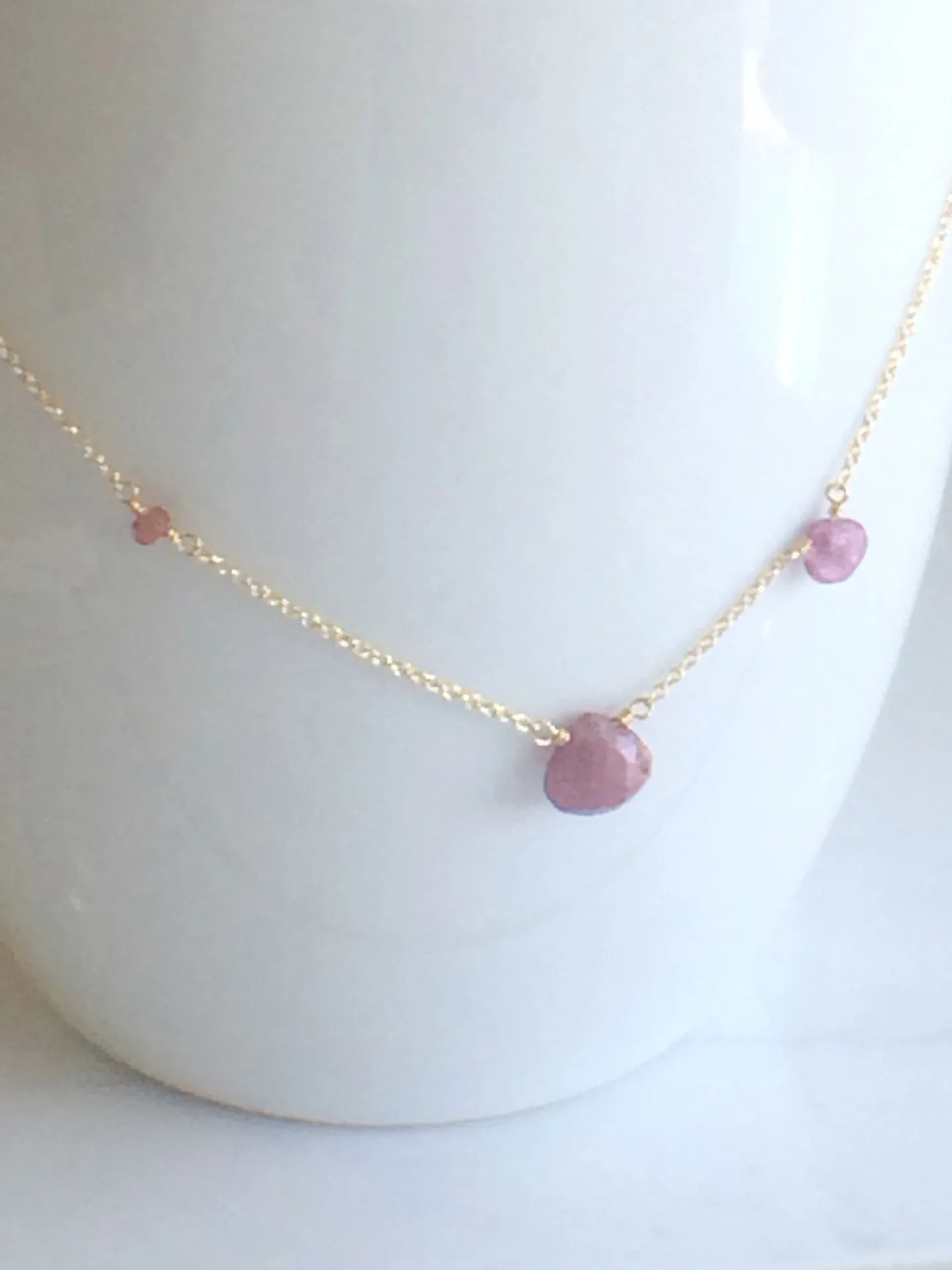 Asymmetric Pink Sapphire Necklace