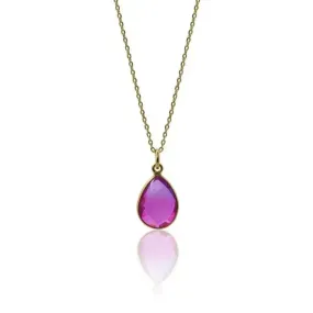 Aura Drop Gold Pink Necklace