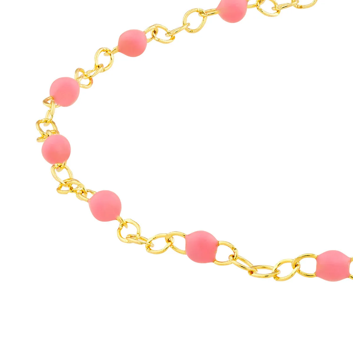 Baby Pink Enamel Bead Piatto Chain Bracelet