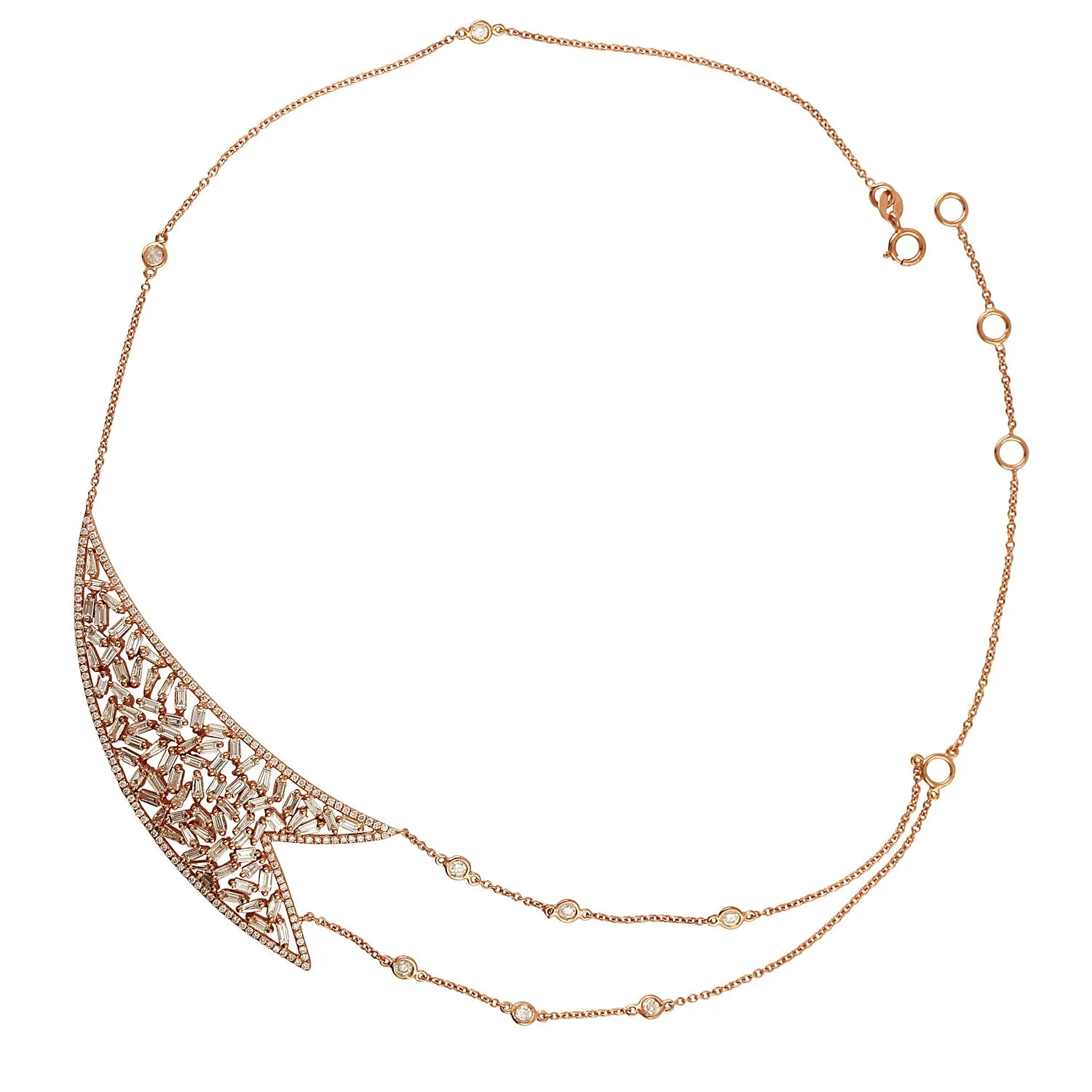 Baguette 3.1ct Diamond 18K Gold Designer Princess Chain Choker Necklace Womens Jewelry