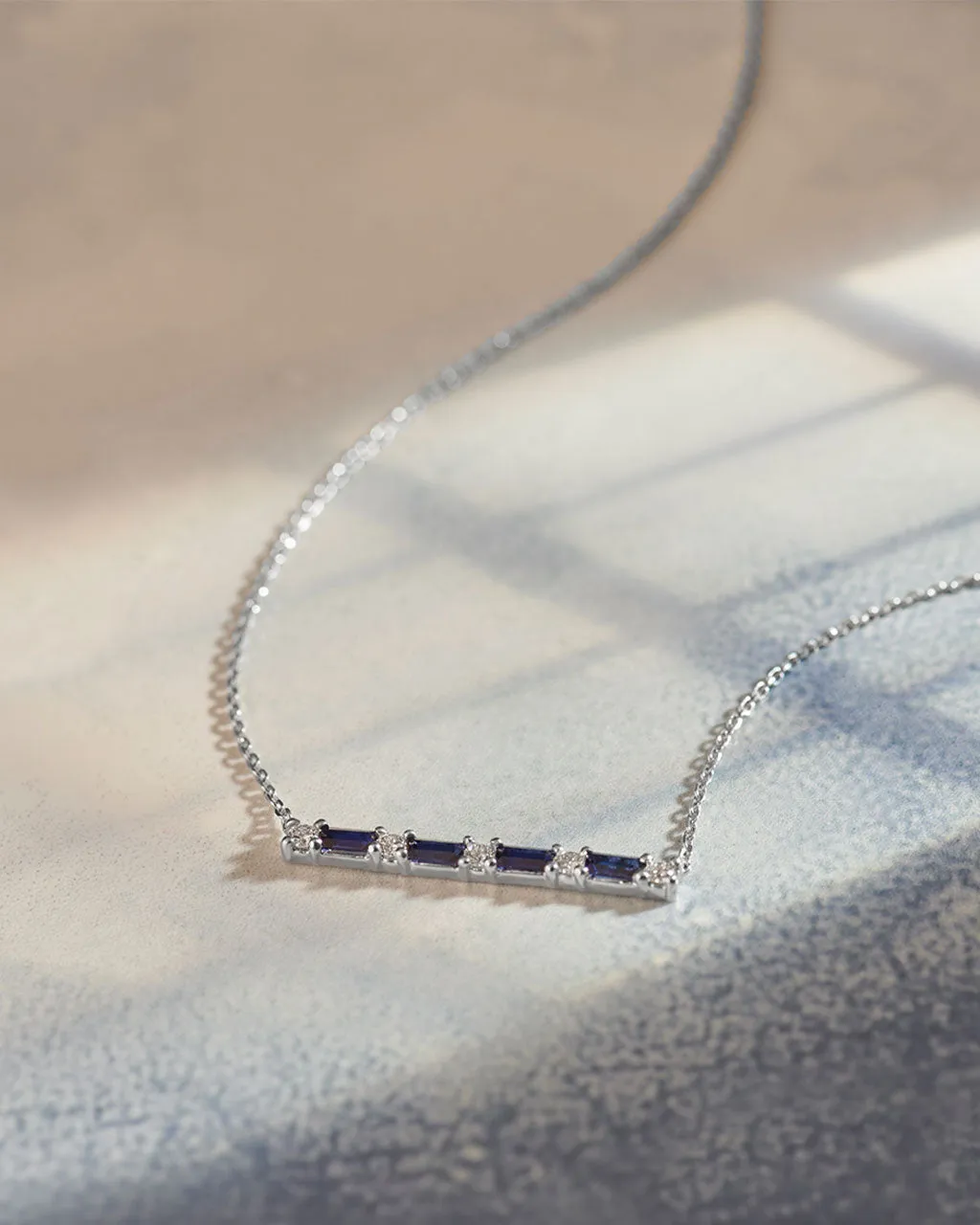 Baguette Diamond Bar Necklace