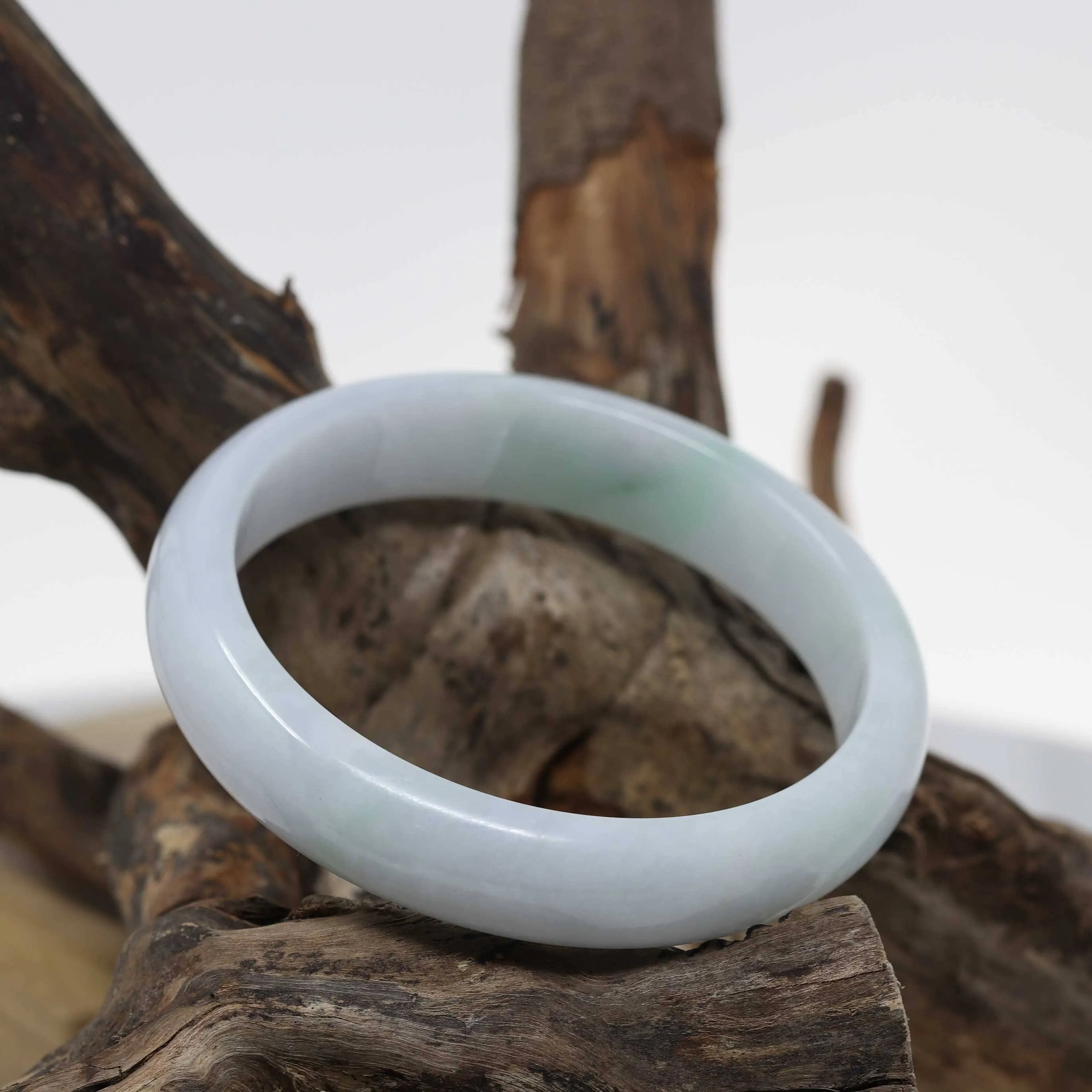 Baikalla™ "Classic Bangle" Genuine Burmese Green Jadeite Jade Bangle Bracelet (62.38mm) #518