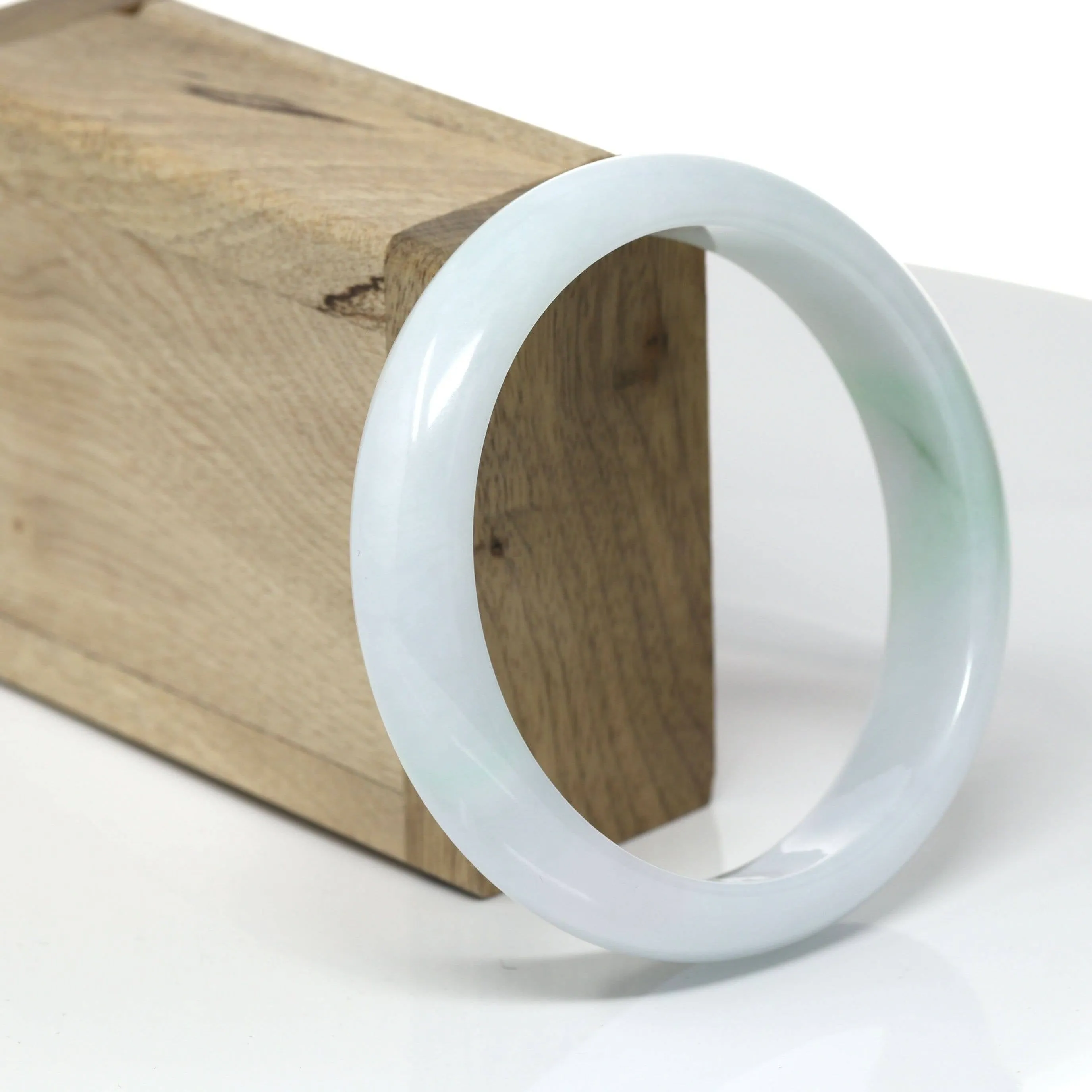 Baikalla™ "Classic Bangle" Genuine Burmese Green Jadeite Jade Bangle Bracelet (62.38mm) #518