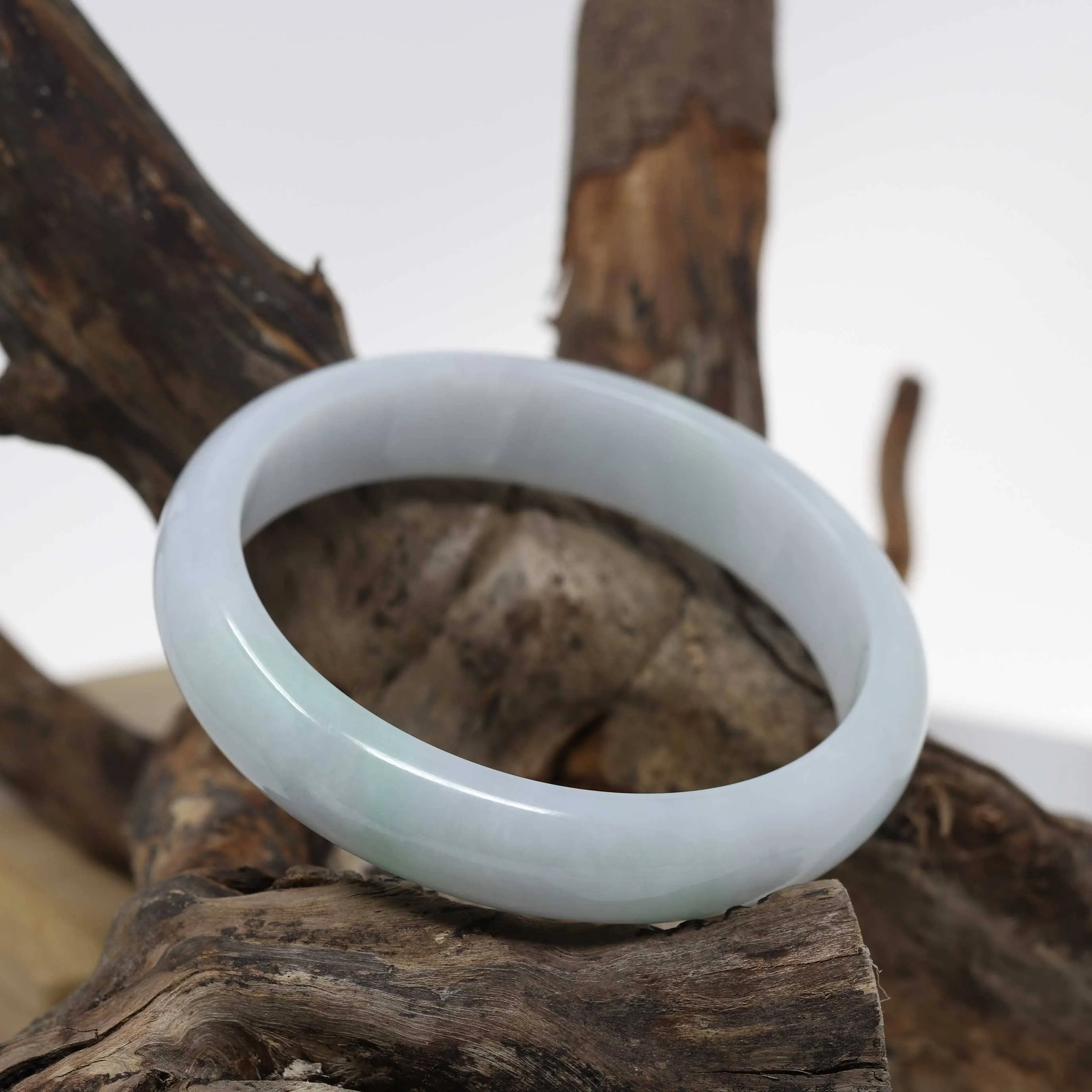 Baikalla™ "Classic Bangle" Genuine Burmese Green Jadeite Jade Bangle Bracelet (62.38mm) #518