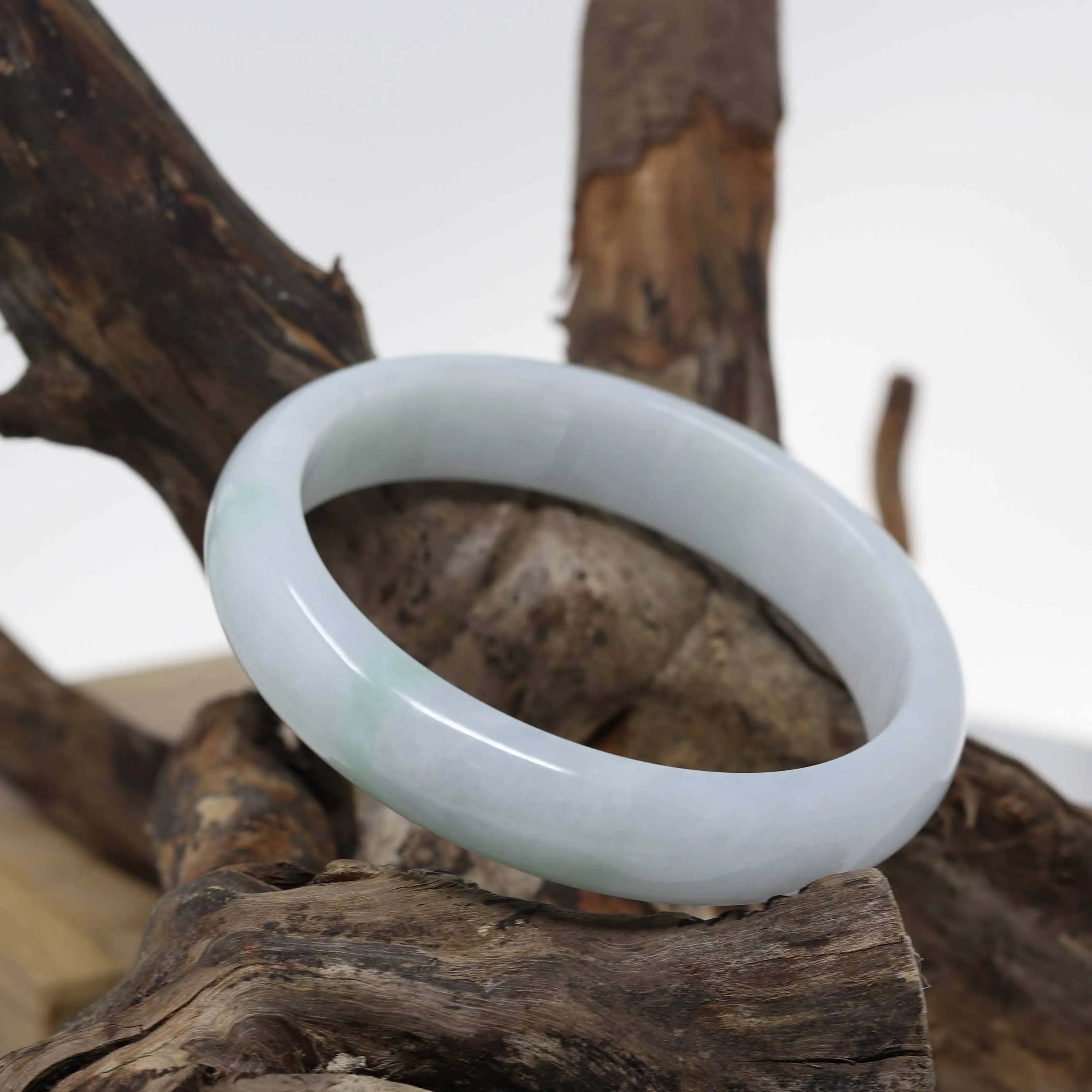 Baikalla™ "Classic Bangle" Genuine Burmese Green Jadeite Jade Bangle Bracelet (62.38mm) #518