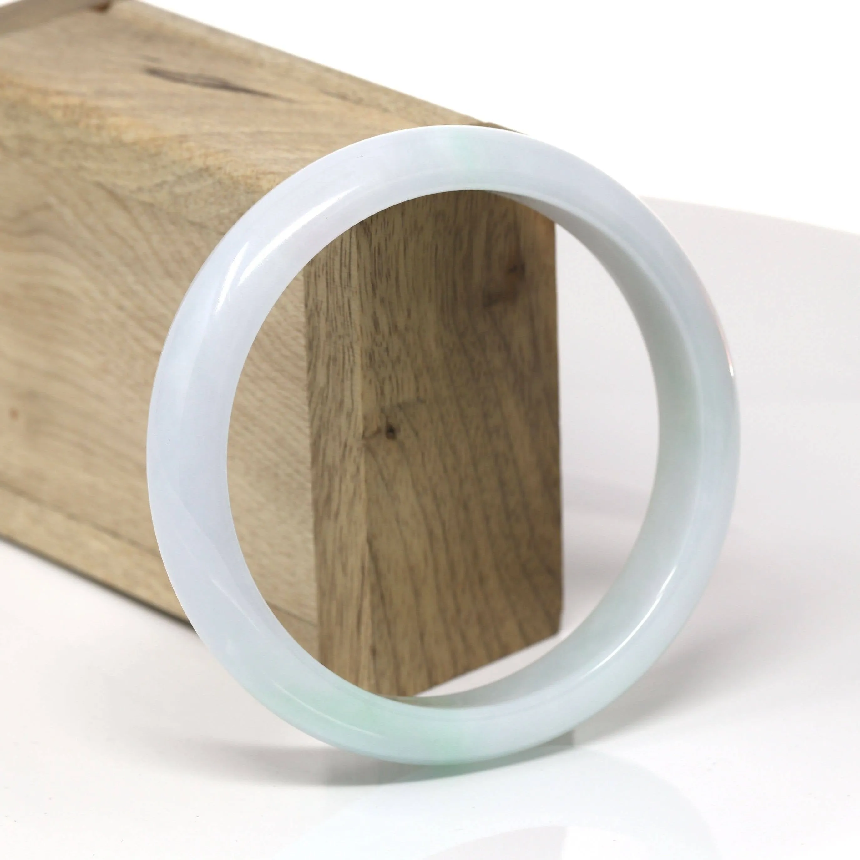 Baikalla™ "Classic Bangle" Genuine Burmese Green Jadeite Jade Bangle Bracelet (62.38mm) #518