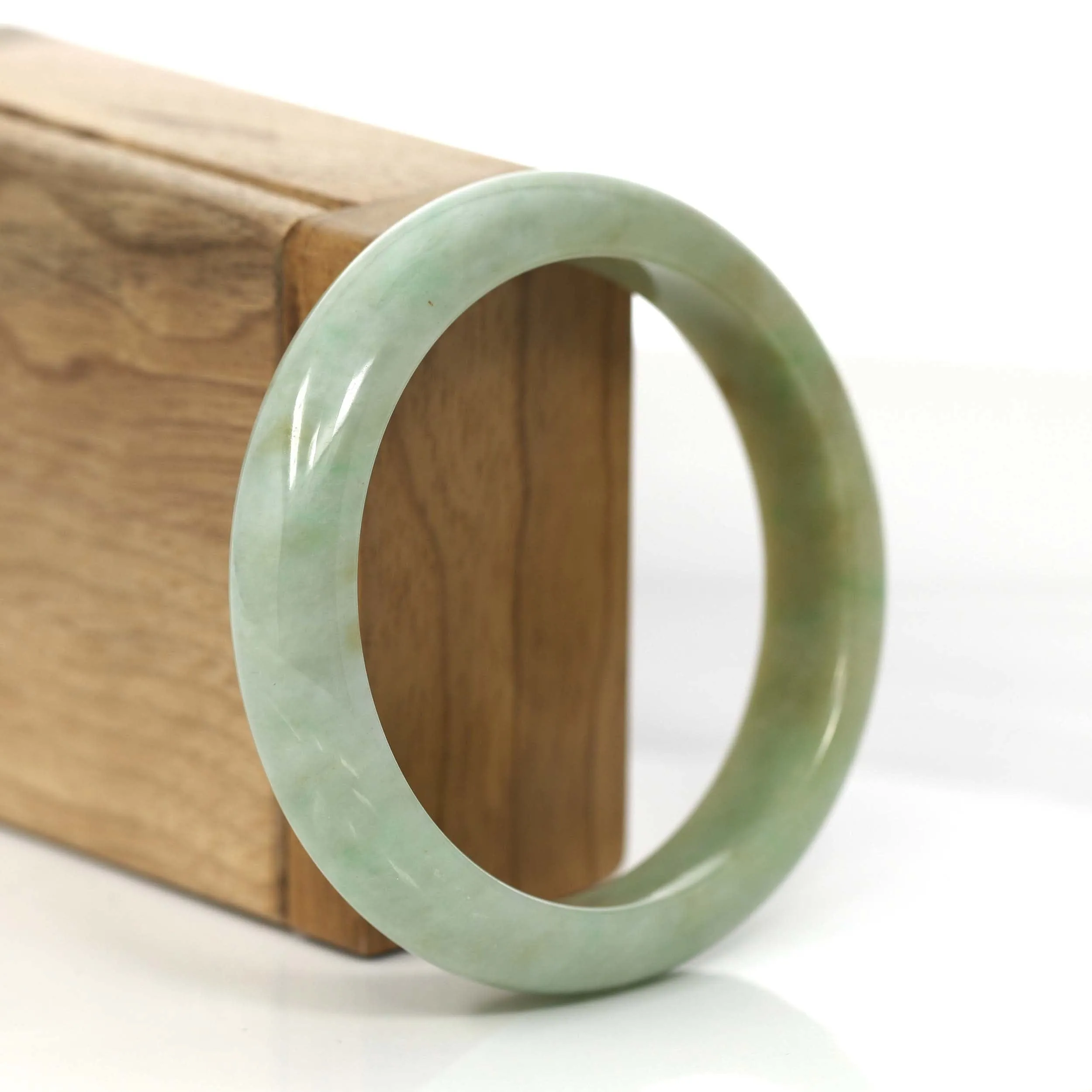 Baikalla "Classic Bangle" Yellow Green Natural Burmese Jadeite Jade Bangle (57.70mm )#831