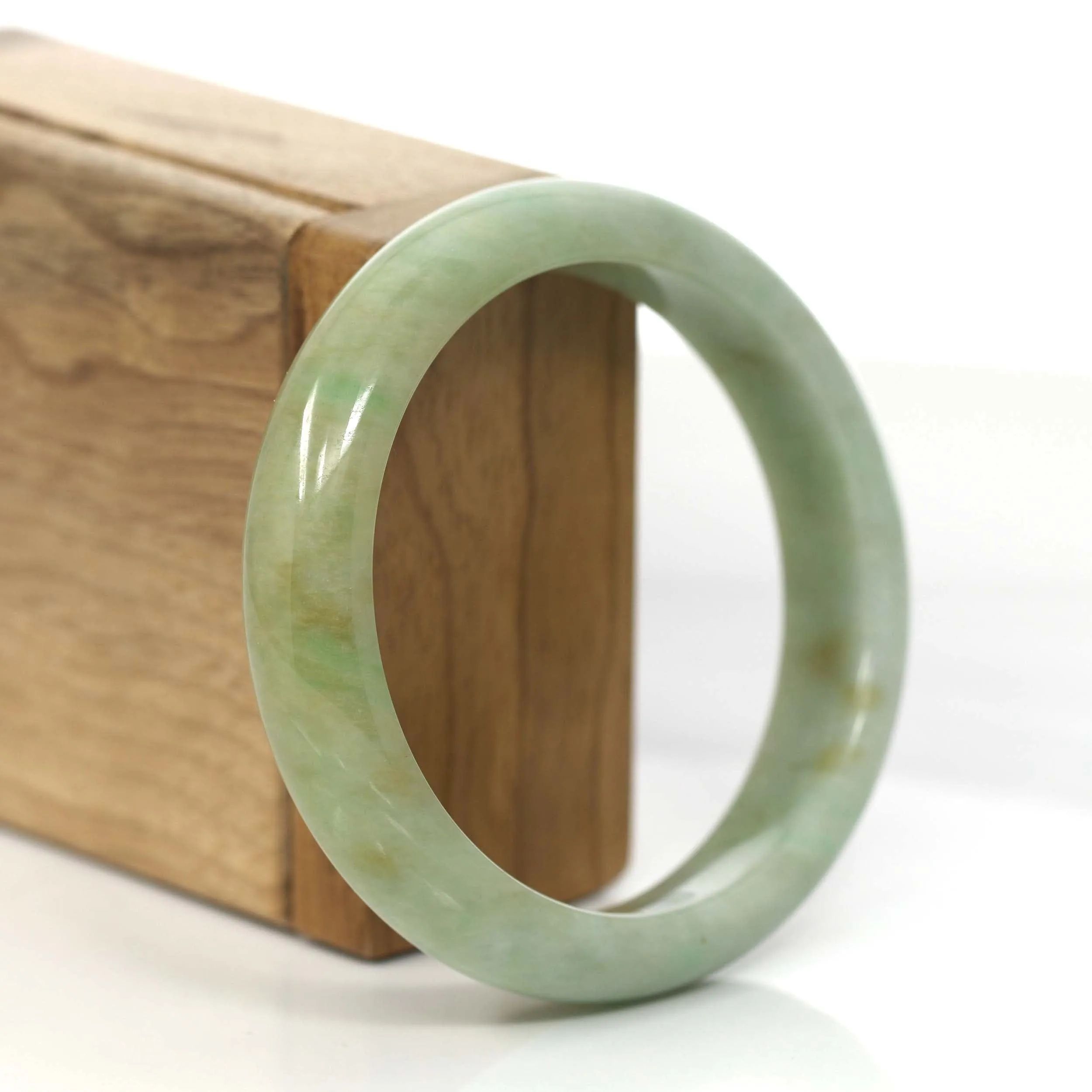 Baikalla "Classic Bangle" Yellow Green Natural Burmese Jadeite Jade Bangle (57.70mm )#831
