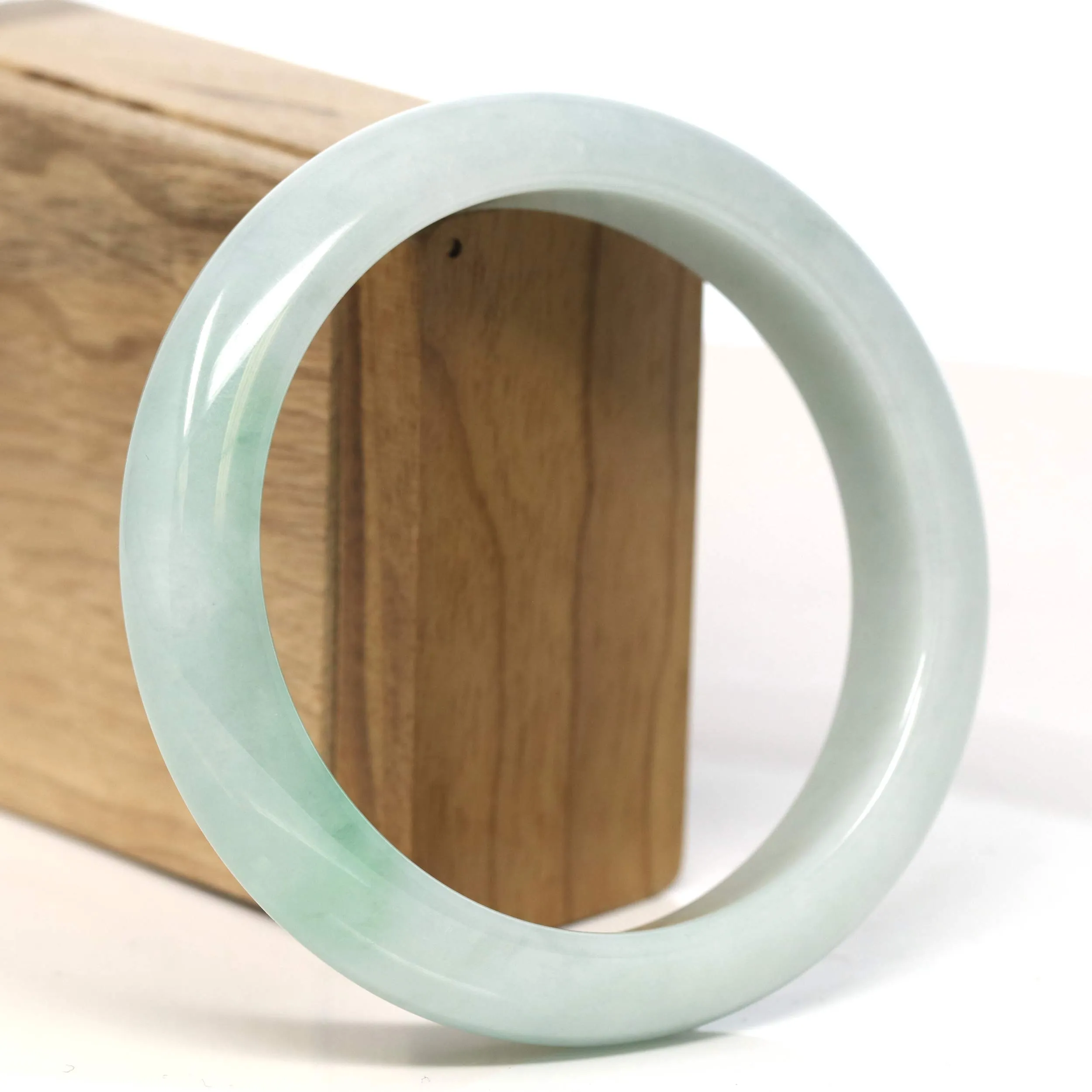 Baikalla "Half Round" Light Green Lavender Jadeite Jade Bangle Bracelet (62.9 mm) #T416