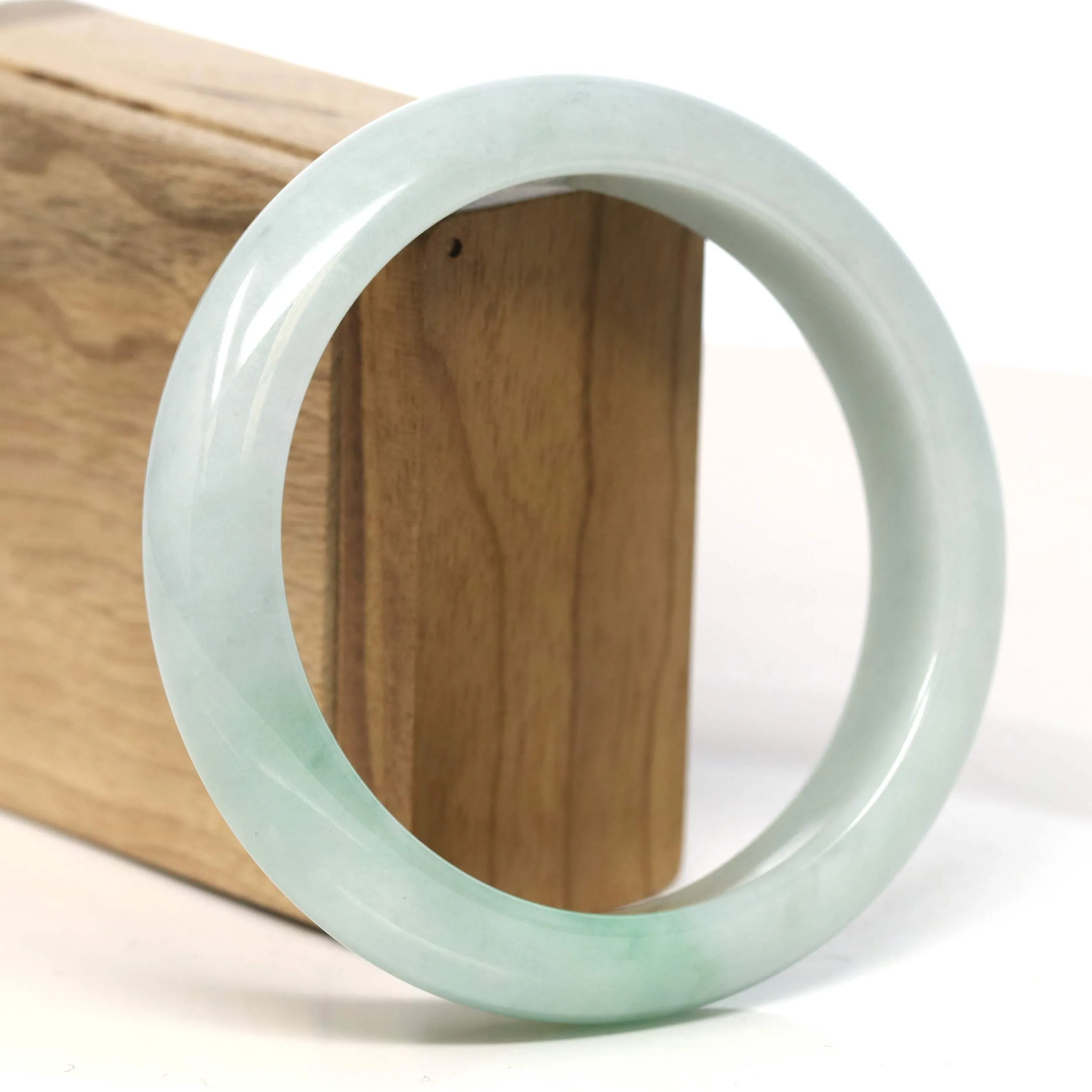 Baikalla "Half Round" Light Green Lavender Jadeite Jade Bangle Bracelet (62.9 mm) #T416