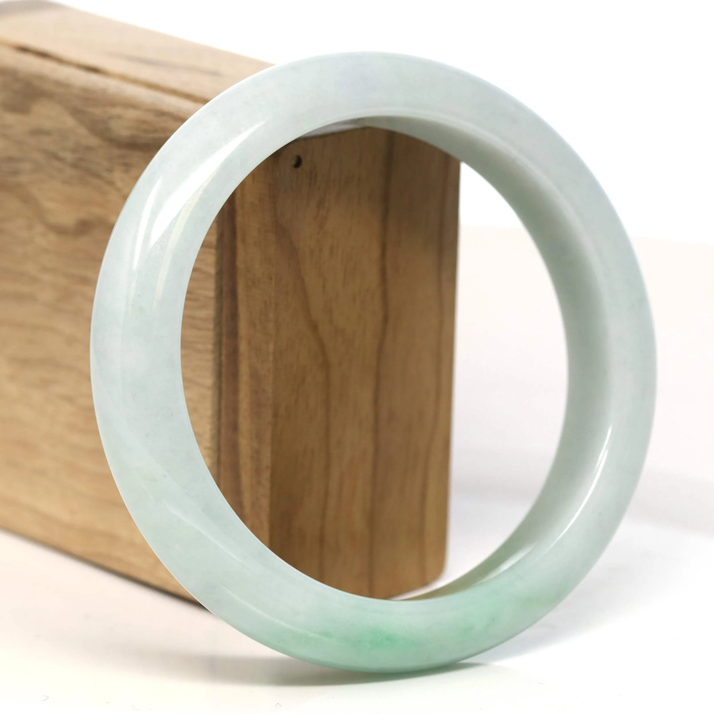Baikalla "Half Round" Light Green Lavender Jadeite Jade Bangle Bracelet (62.9 mm) #T416