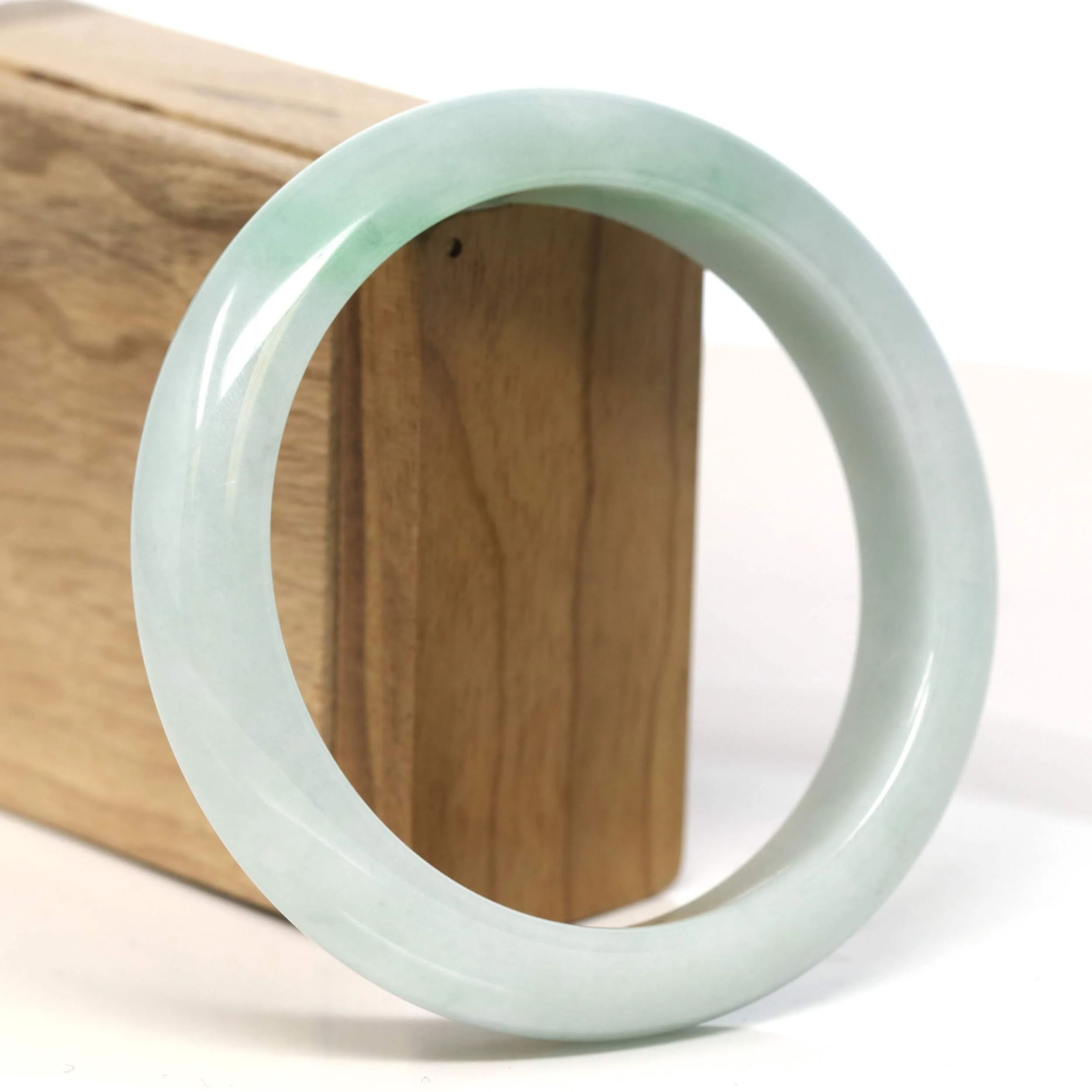 Baikalla "Half Round" Light Green Lavender Jadeite Jade Bangle Bracelet (62.9 mm) #T416