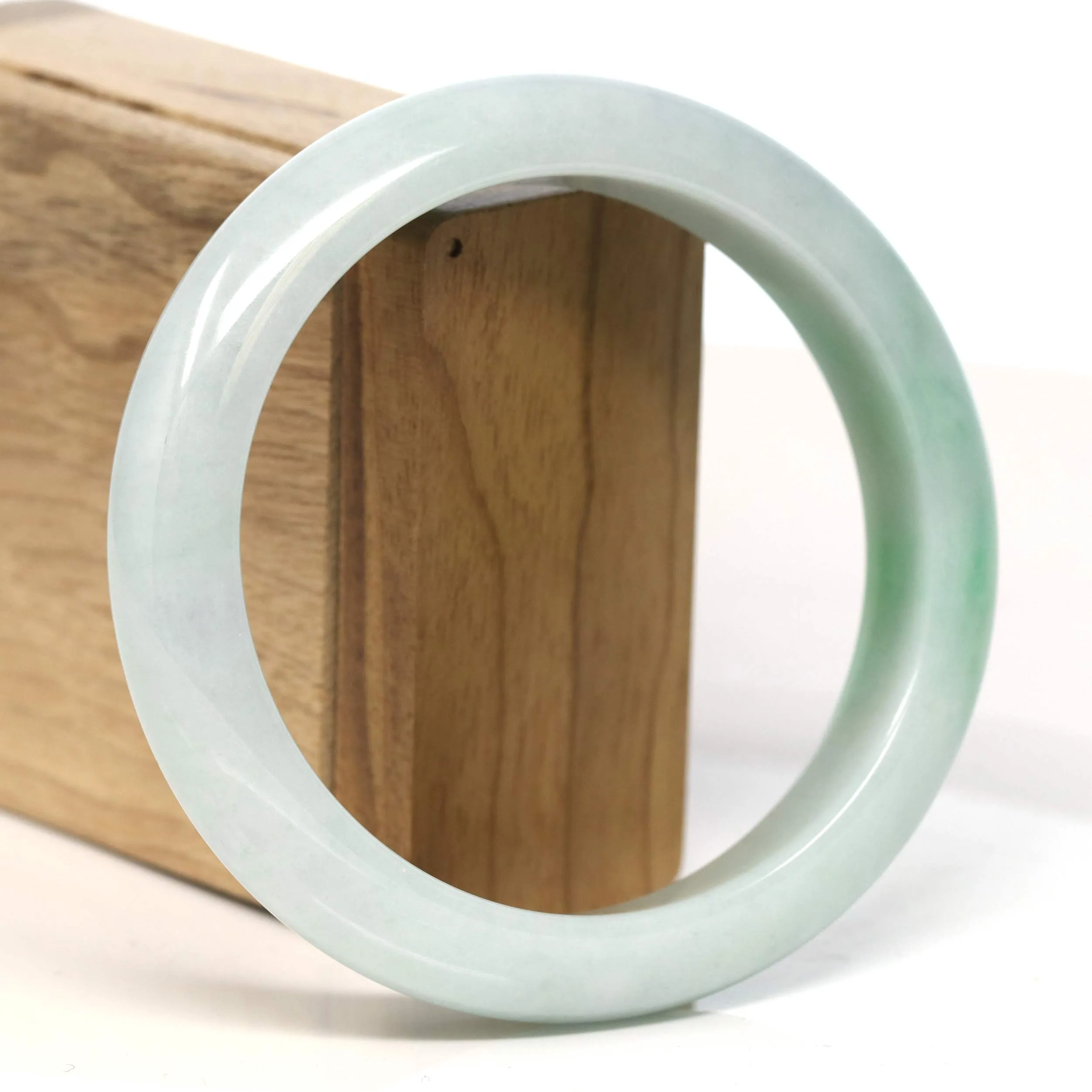 Baikalla "Half Round" Light Green Lavender Jadeite Jade Bangle Bracelet (62.9 mm) #T416