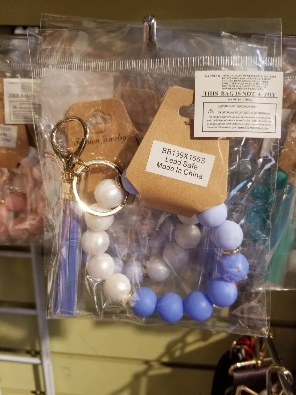 BB139x167 Silicone Beaded Keyring/Keychain Bracelet