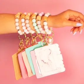 beaded bracelet card holder w/tassel