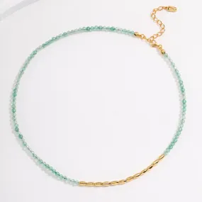 Beaded Green Strawberry Quartz Necklace
