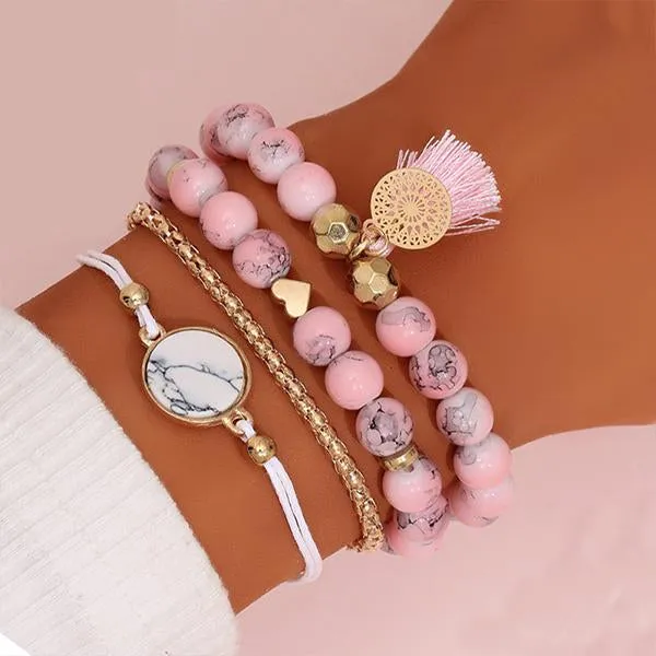 Beaded Tassel Bracelet Set 29982376C