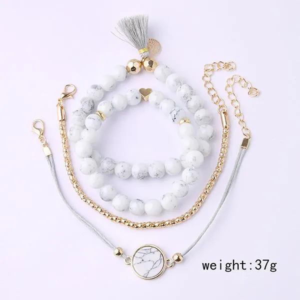 Beaded Tassel Bracelet Set 29982376C