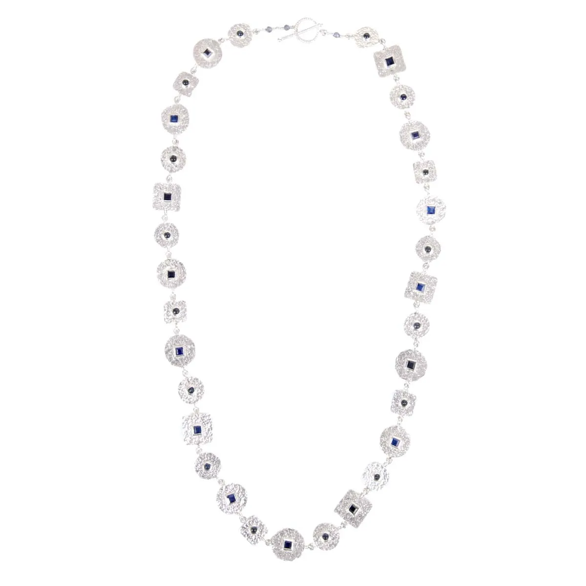 Beaten Coin Modern Kasai Mala Sapphire Necklace