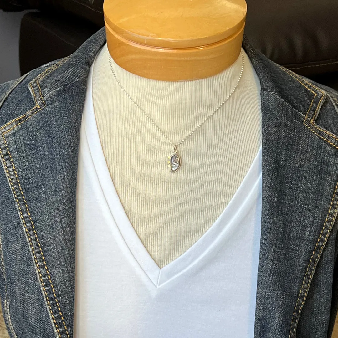 Black Tourmalinated Quartz Pendant Necklace with 18k gold #1
