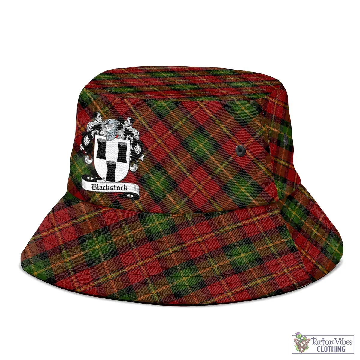 Blackstock Red Dress Tartan Bucket Hat with Family Crest