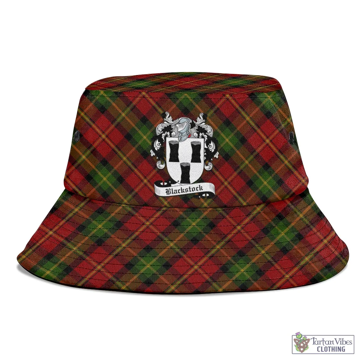 Blackstock Red Dress Tartan Bucket Hat with Family Crest