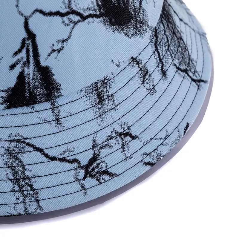 Blue Lightning Print Bucket Hat