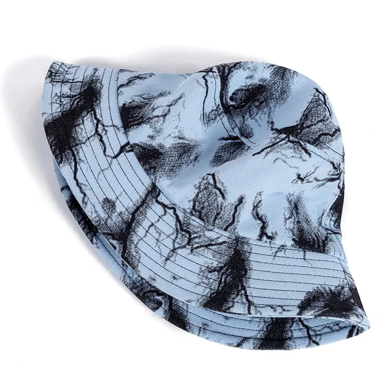 Blue Lightning Print Bucket Hat